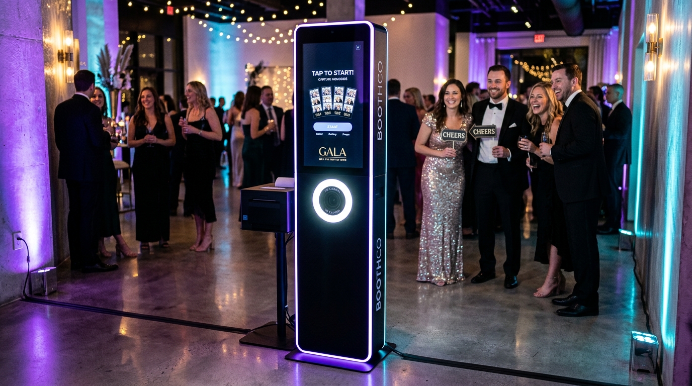 BromeoBooth Draaiend op een Touchscreen Kiosk